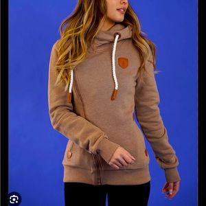 Wanakome Athena Mocha Side Zip Hoodie